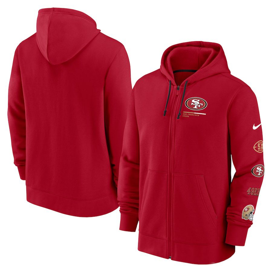 Men San Francisco 49ers nike scarlet surrey full zip hoodie